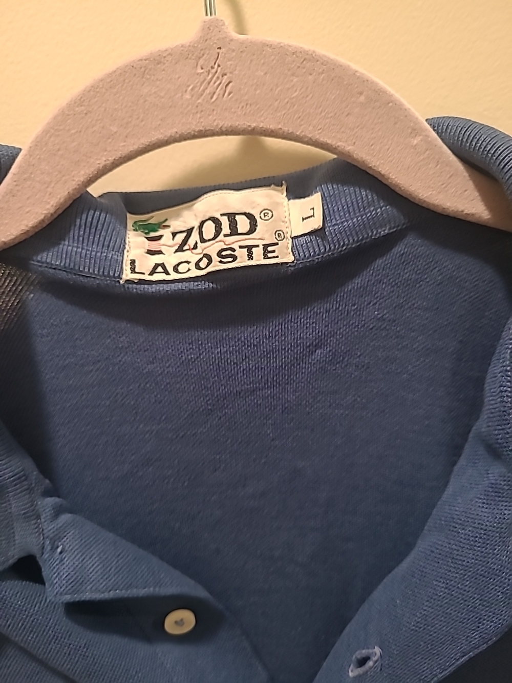 Vintage Izod Lacoste Short Sleeve Polo Shirt Blue Large L Men's READ - Picture 3 of 14
